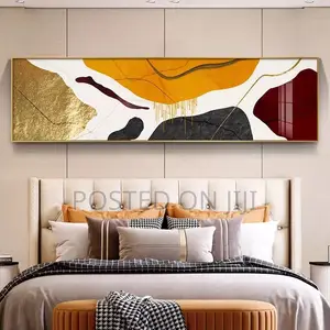 Abstract Blocks Orange Blue Bedside Poster Print
