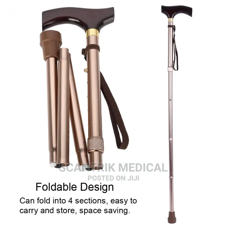 Adjustable Aluminum Walking Stick Folding Travel Cane Black