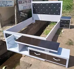 Fancifully Furnished 4.5by6ft MDF Board Bed and TV Stand