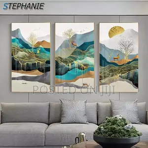 Abstract Deer Golden Wall Art Pictures