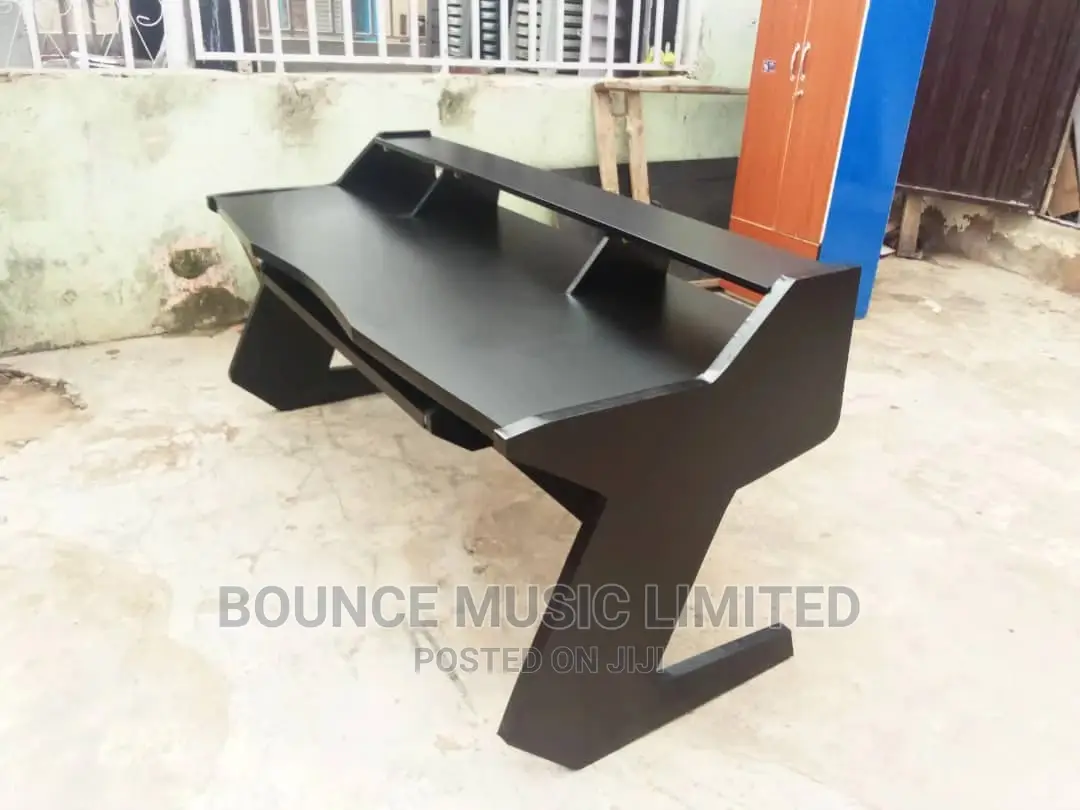 Long Pure Black Studio Desk