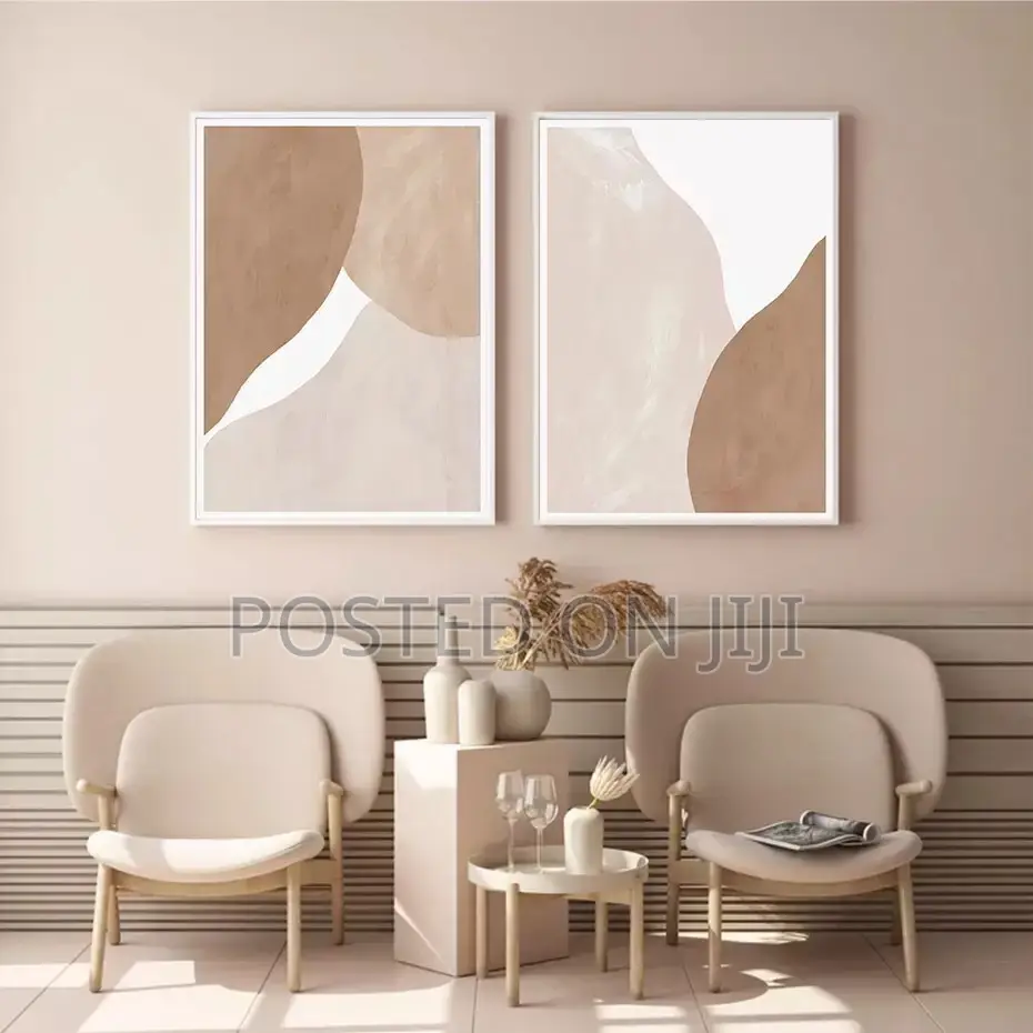 Abstract Boho Beige Terra-Cotta Geometric Line Wal Art