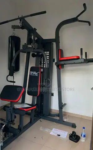 3 Station Multi Station Gym Black Red