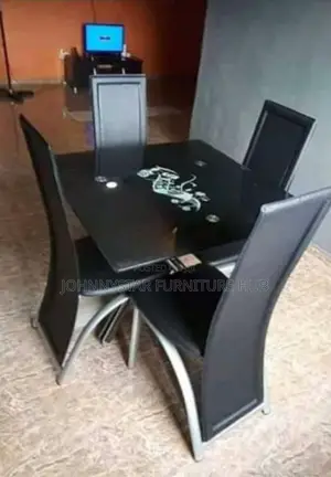 Tempered Glass Dinning 4 Chairs With Tables