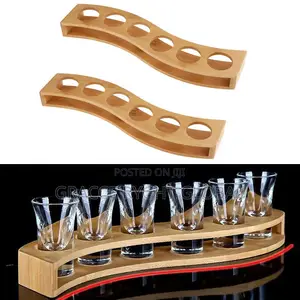 Tequila Shot Glasses and Wooden Rack