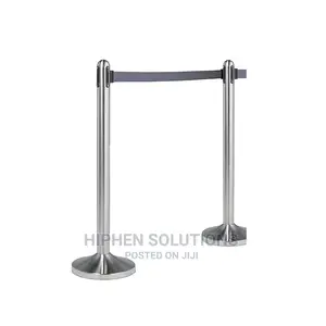 Silver Steel Stanchion Post With 7.5' Belt