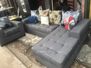 L-Shaped Fabric Sofa With One Single Can Come in Colors