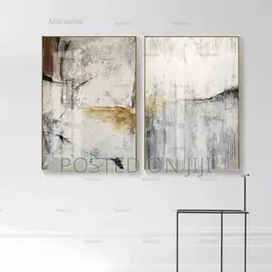 Gray Marble Gold Line Nordic Abstract Wall Art