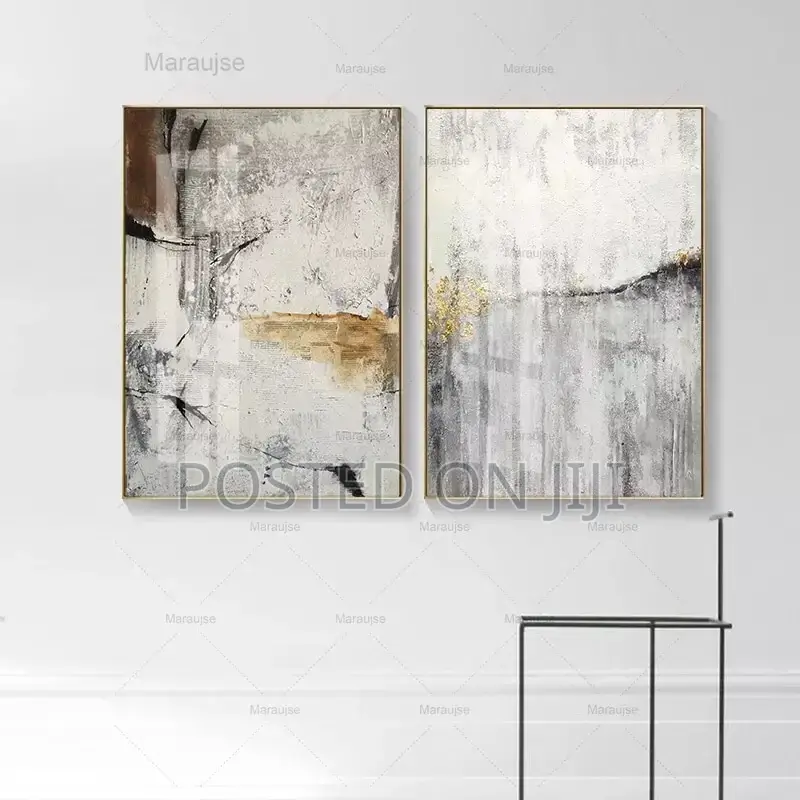 Gray Marble Gold Line Nordic Abstract Wall Art