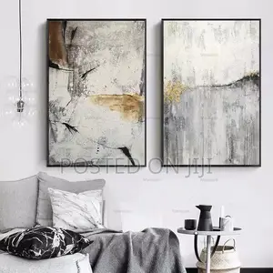 Gray Marble Gold Line Nordic Abstract Wall Art