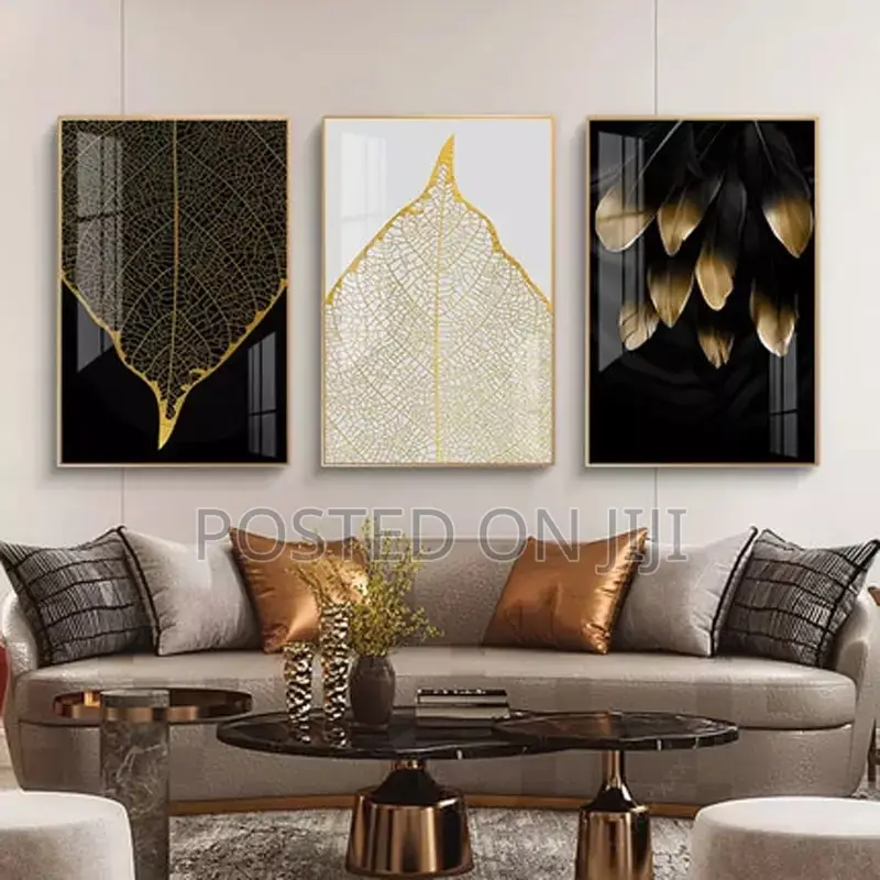 Abstract Gold Leaf Flower Wall Art