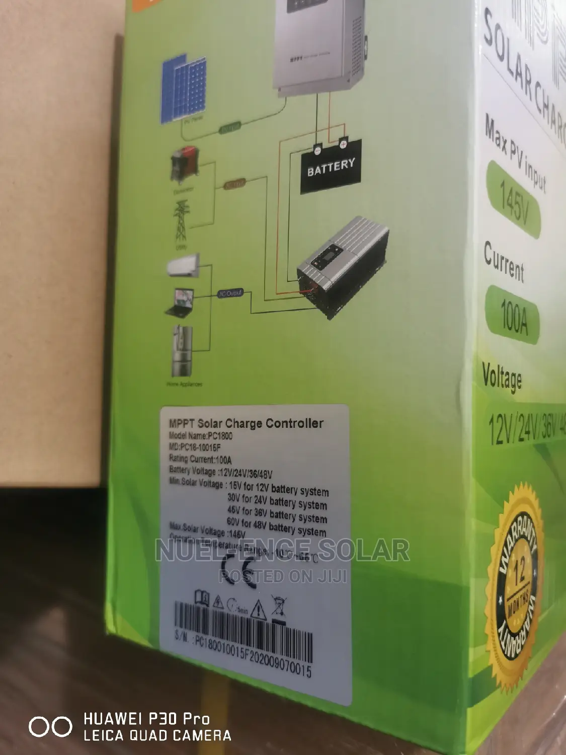 100A MPPT Must 12V 24V Solar Charge Controller.