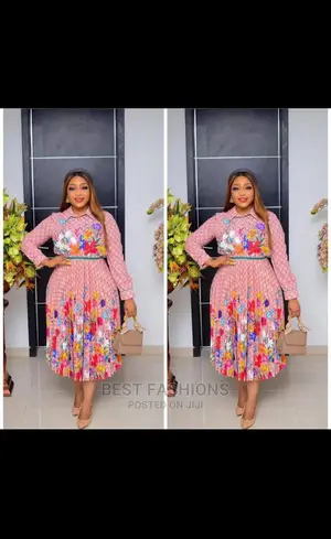 Female Pleated Flower Skirt and Blouse