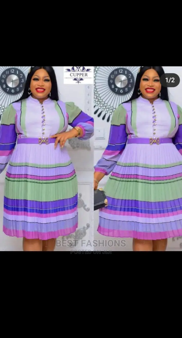 Female Pleated Stripes Dress