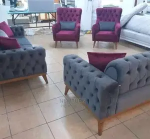 Luxury 7 Seater Fabric Button Sofa Chair.