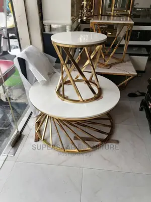 Tovic Marble Center Tables With 2 Side Stools