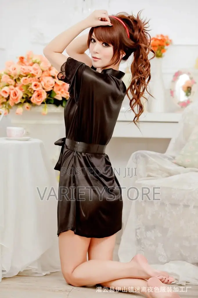 Women's Kimono Style V-Neck Bathrobe Plain Dressing Robe