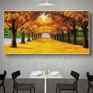 Autumn Landscape Yellow Fallen Leaves Painting Print