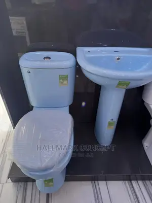 Blue Water Closets With Bold Basin.