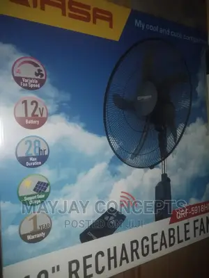 18" QASA Rechargeable Fan-Supports Solar Charge