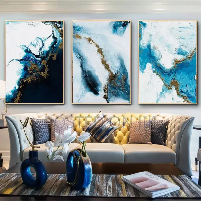 Ocean Blue Abstract Wall Art Canvas Painting and Prints