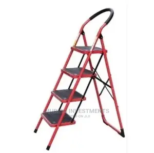 Heavy Duty Iron Ladder - Folding Step -4 Step- Red