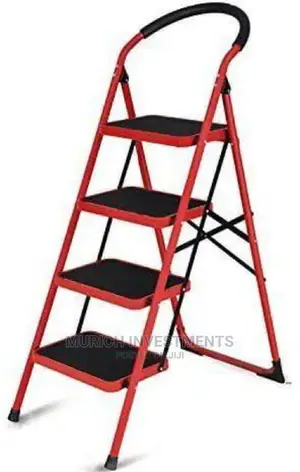 Heavy Duty Iron Ladder - Folding Step -4 Step- Red