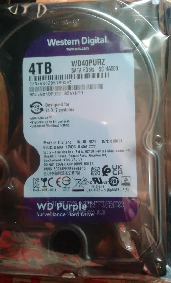 WD 4tb Purple HDD Surveillance