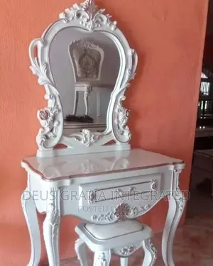 Dressing Mirror and Chair Imported White