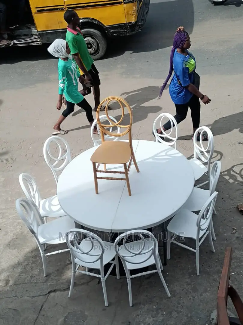 Round Table and Gold Chairs