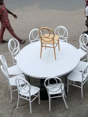Round Table and Gold Chairs