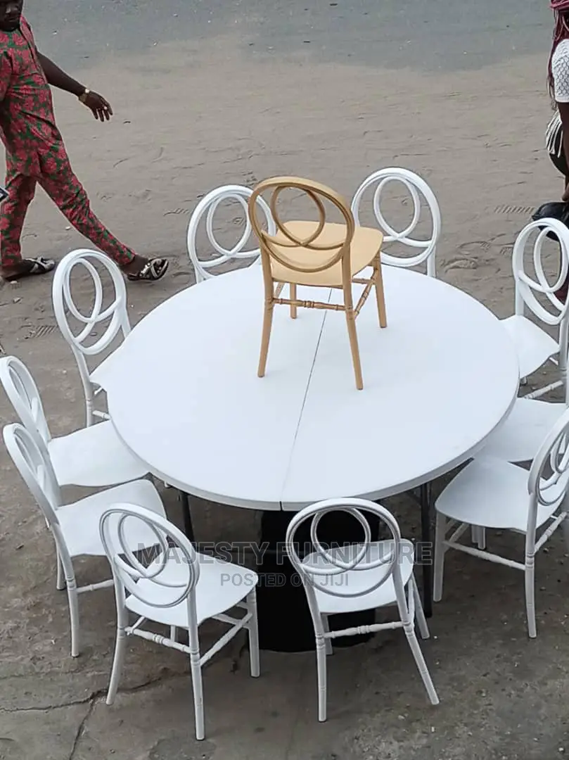 Round Table and Gold Chairs