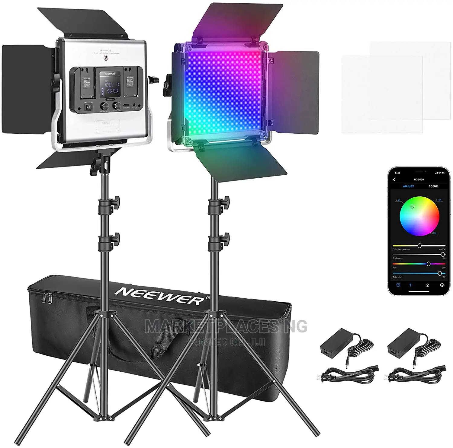 Neewer 2 Packs Dimmable 660 RGB LED Light With APP Contro