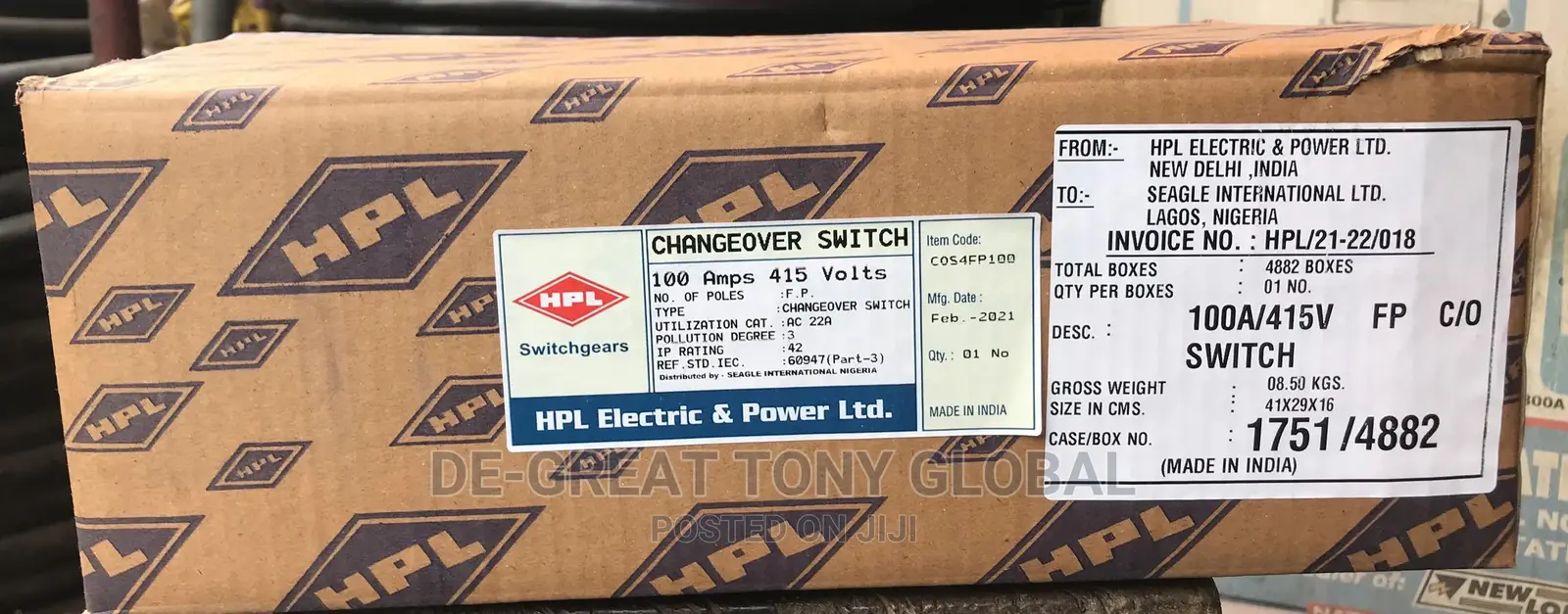 100amps Changeover HPL