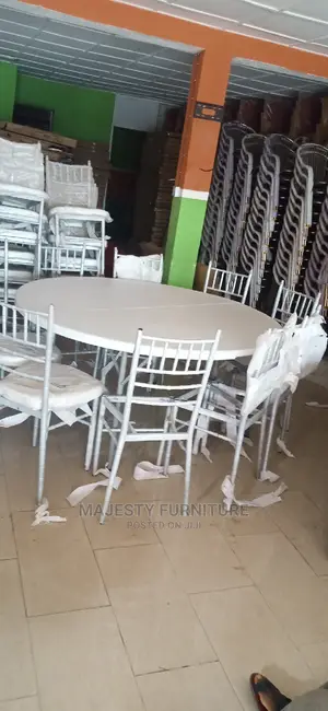 Round Table and Gold Chairs