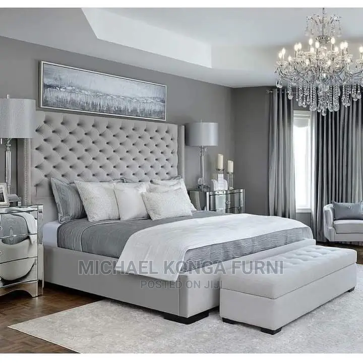 Beautiful Padded Bed With Ottoman
