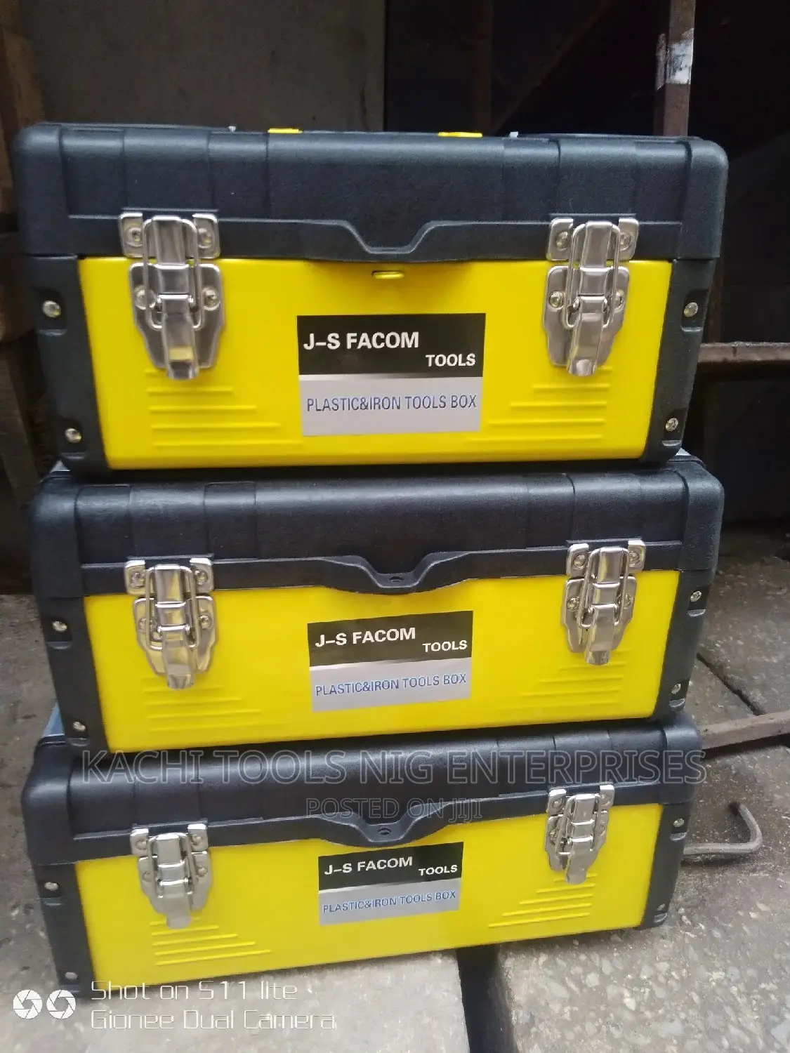 3 Set Iron and Plastic Empty Tools Box 13" 16" 18"
