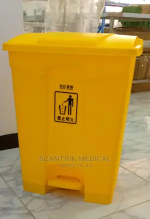 Yellow Plastic Trash Bin 70L