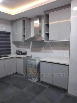 Kitchen Cabinet Fabrication With Marble Counter Top