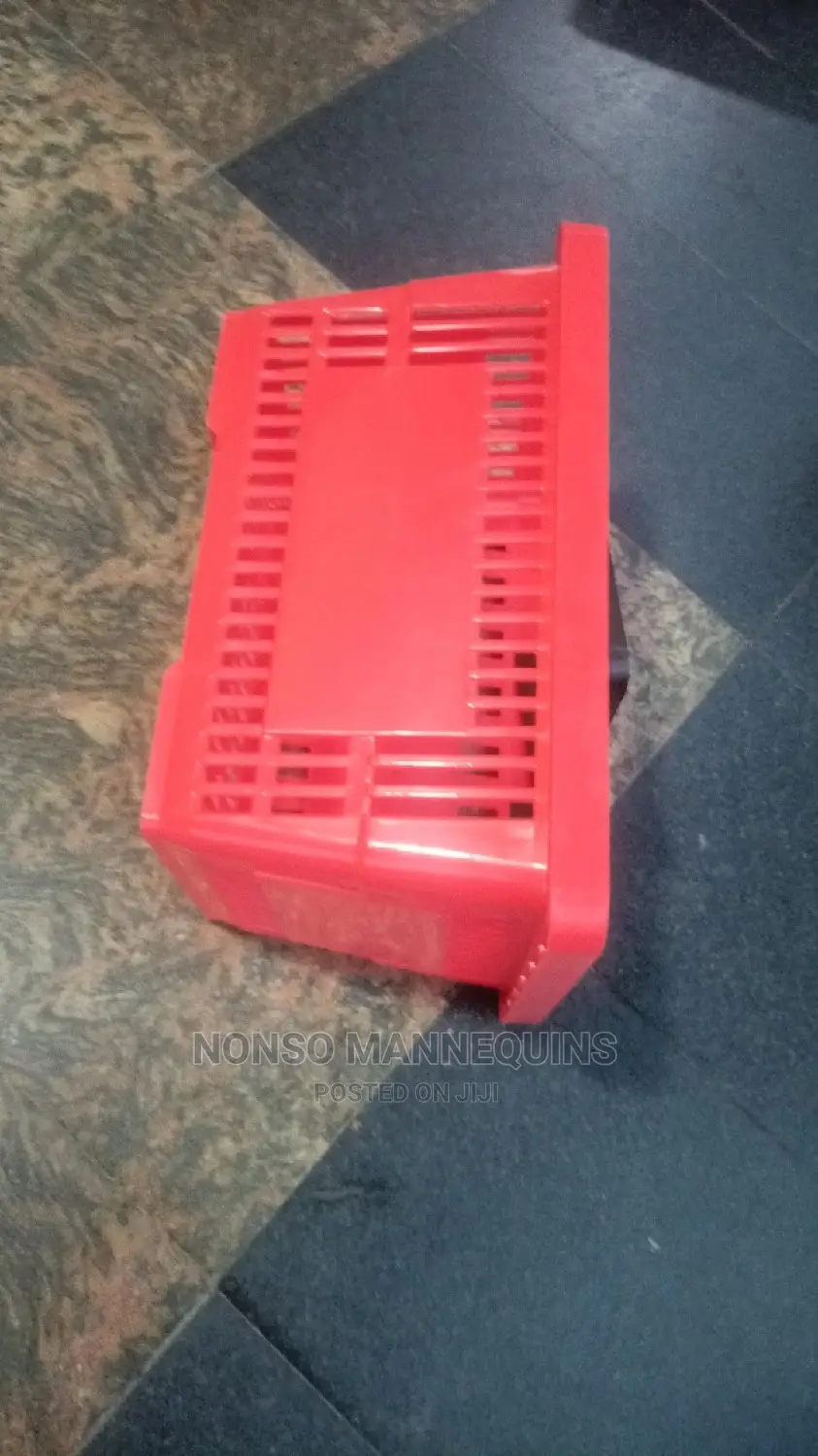 Red Colour Plastic Shopping Baskets With Black Handles