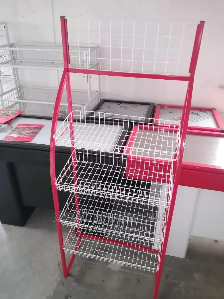 Red White 4 Steps 5 Feets Height Baskets Display Stand