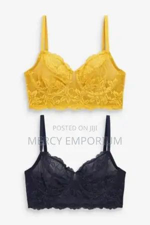 Two Non Padded Bra. Size 35C Bra Navy/Ochre