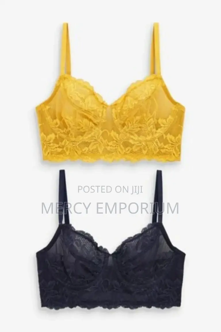 Two Non Padded Bra. Size 35C Bra Navy/Ochre