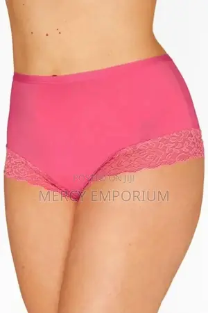 Bright Pink Lace Trim Briefs