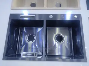 Double Bowl Black Handmade Sink (HMD8245 D/B)