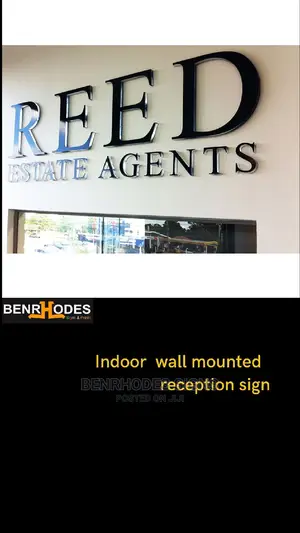 Plexy Glass Wall Mounted Lobby Sign.