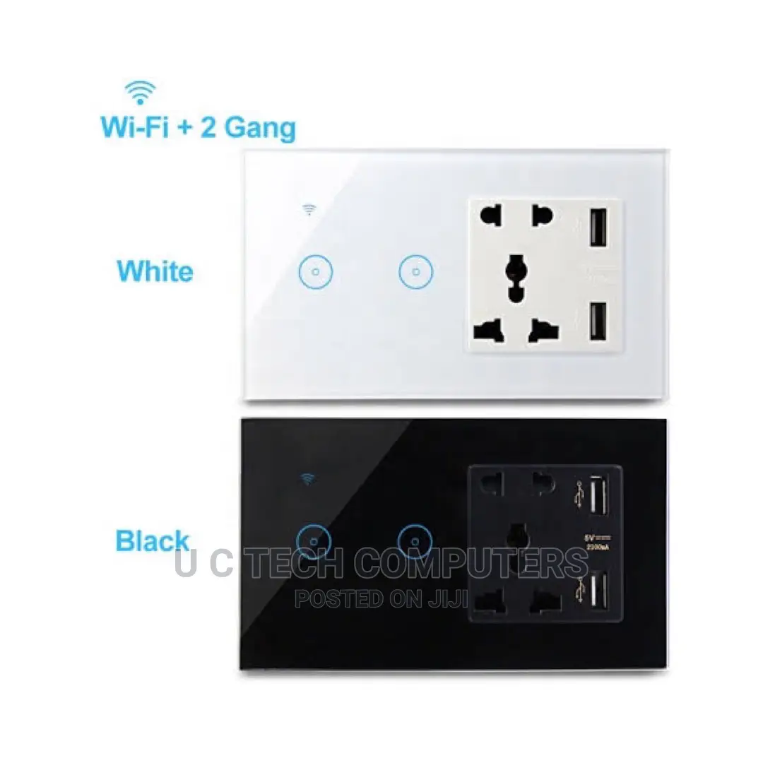Wifi Universal Socket With Usb and Smart Switch 2 Gang Wall