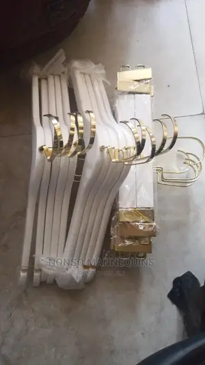 White Gold Wooden Clothes Hangers