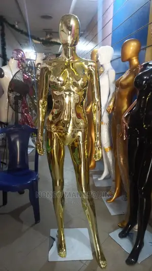 Golden Size 8 Chrome Female Egg Face Mannequins