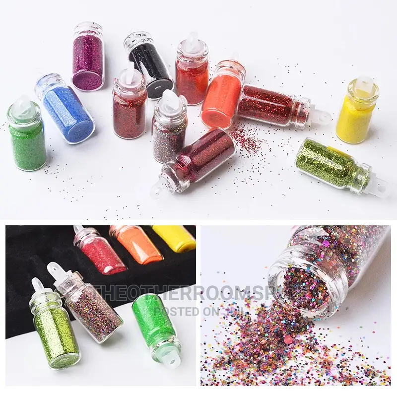 48 Bottles Nail Art Sequins Glitter Powder Manicure Stickers